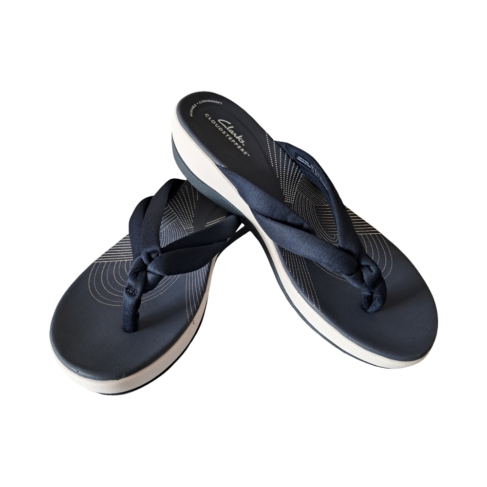 Clarks Cloudsteppers Arla Kaylie Navy Marine Women's Sandals Size 12 M New - Picture 4 of 8